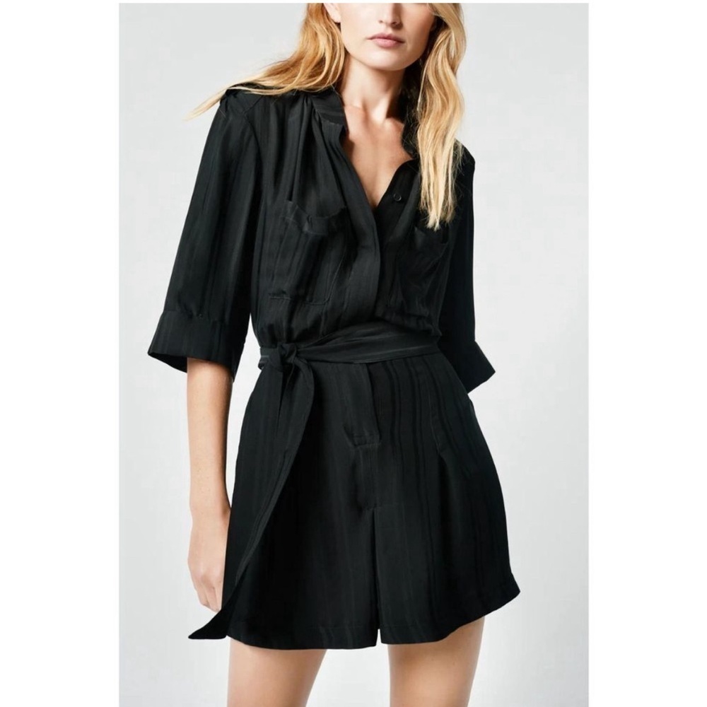 Smythe Utility Romper In Black Shadow Stripe Size Small Nwot